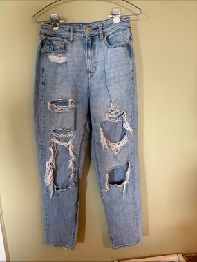 American Eagle Outfitters Light Blue Distressed mom Jeans